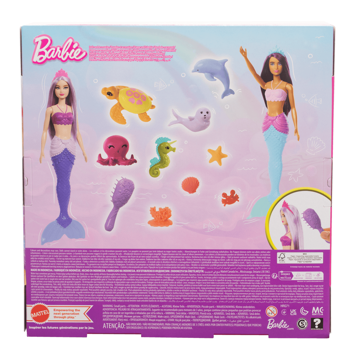 Barbie Mermaid Dolls 2-Pack With Sea Animals, Headbands & Ocean Accessories