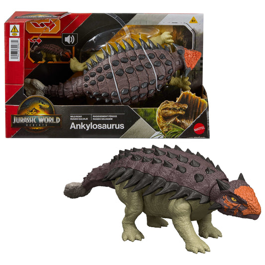 Jurassic World Rebirth Wild Roar Ankylosaurus Dinosaur Toy, Tail Attack Motion & Sound