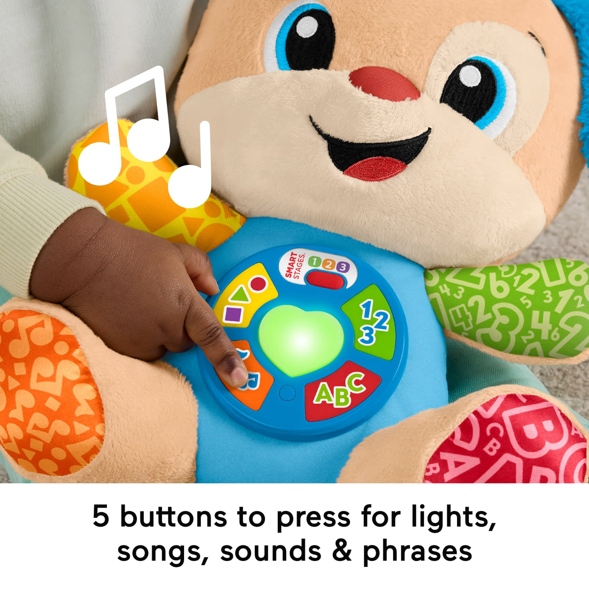 Fisher-Price Laugh & Learn Smart Stages Puppy Plush Baby Musical Learning Toy, Multilanguage Version