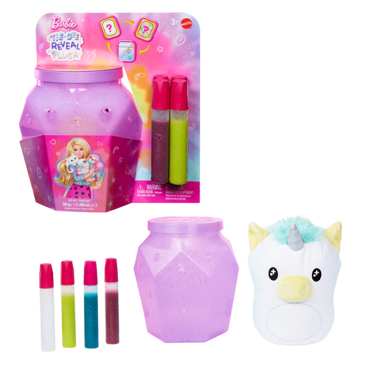 Barbie Tie-Dye Reveal Plush Toy, 7-Inch Stuffed Animal With Diy Washable Fabric Craft