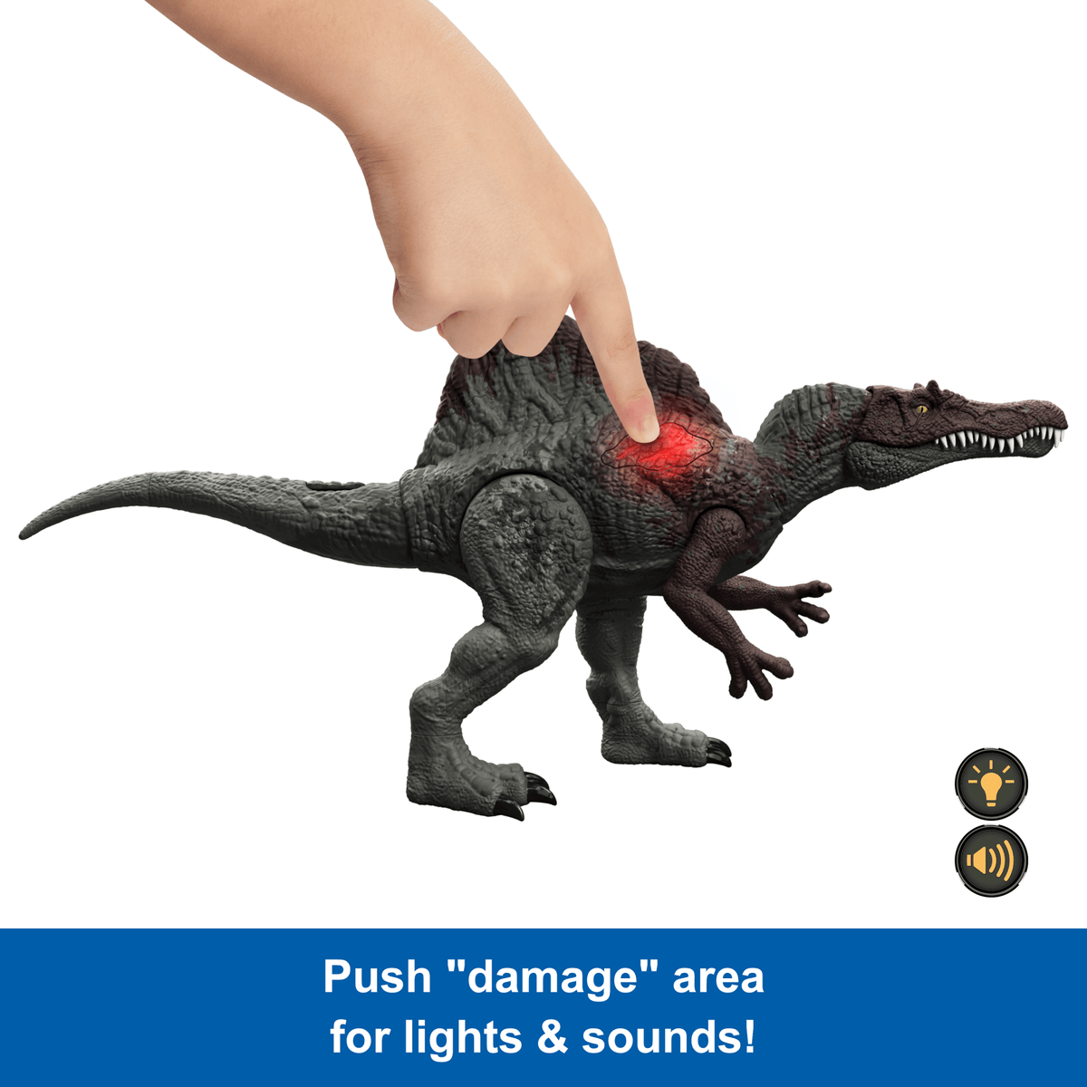 Jurassic World Epic Attack Slash Attackin’ Spinosaurus Dinosaur Action Figure Toy, Multiple Features