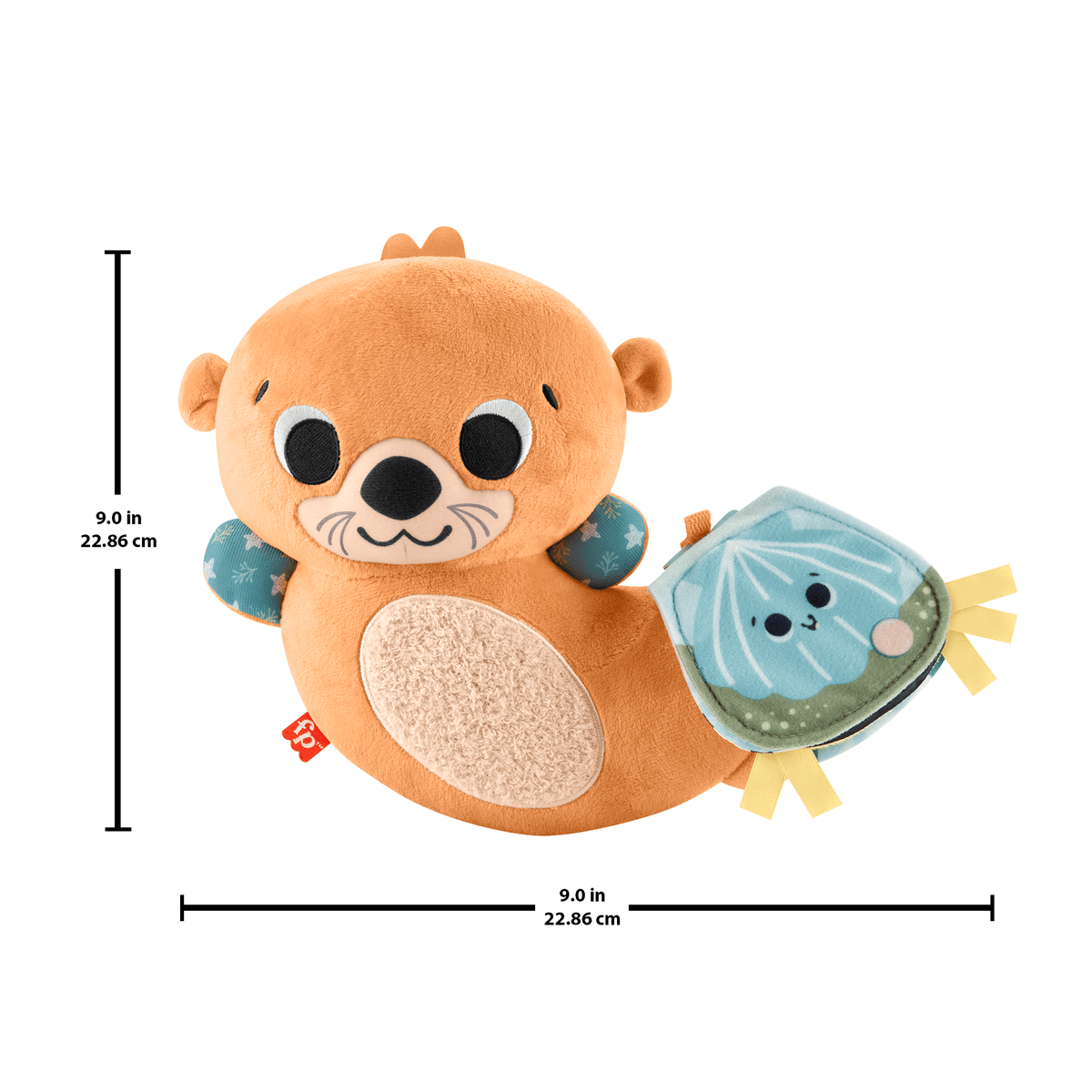 Fisher-Price 2-In-1 Rockin’ Tummy Time Otter Plush Toy With Soft Book For Newborn Sensory Play