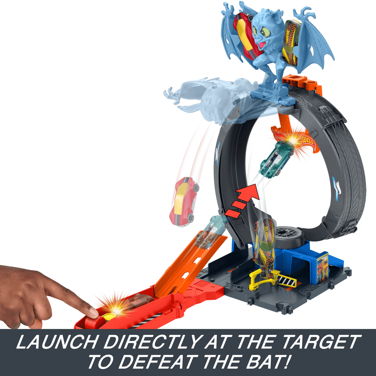 Hot Wheels City Bat Loop Attack Playset & 1:64 Scale Toy Car, Featured in The Series “Let's Race”