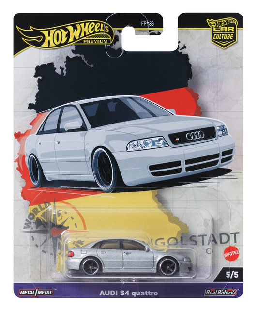 Hot Wheels Premium Car Culture World Tour Audi S4 Quattro 1:64 Scale Collectible Toy Vehicle