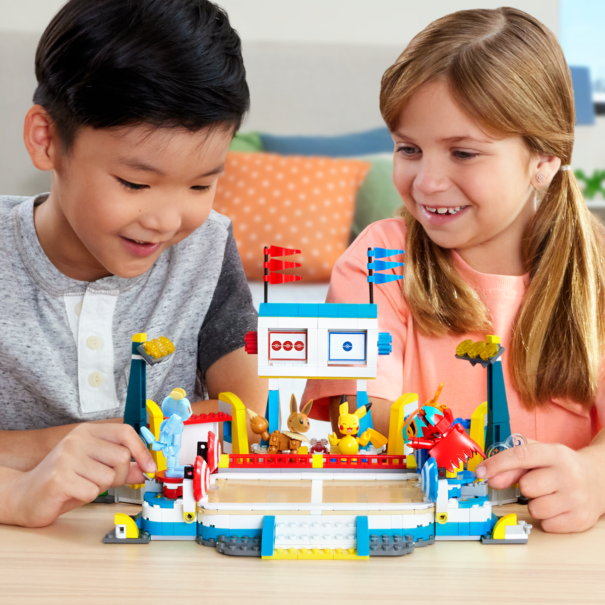 MEGA Pokémon Traning Stadium Building Toy Kit, With 5 Action Figures (1101 Pieces) For Kids