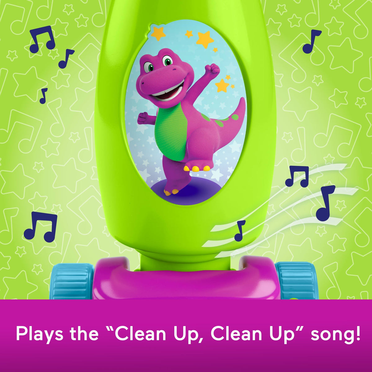 Fisher-Price Barney's World Clean Up Vacuum Electronic Toddler Toy With Lights, Music & Games
