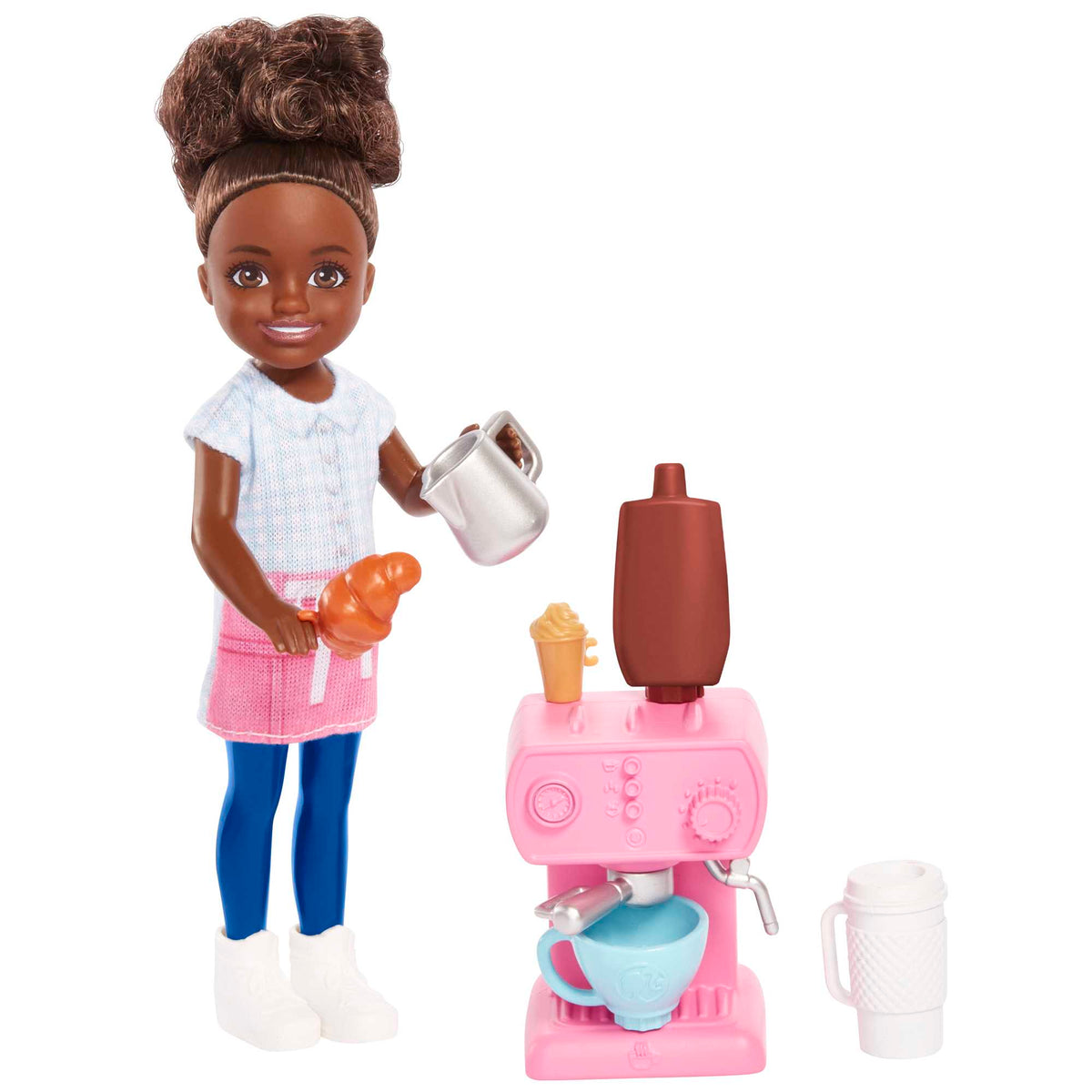 Barbie Chelsea Can Be… Barista Doll And 7 Career-Themed Accessories Including Coffee Maker