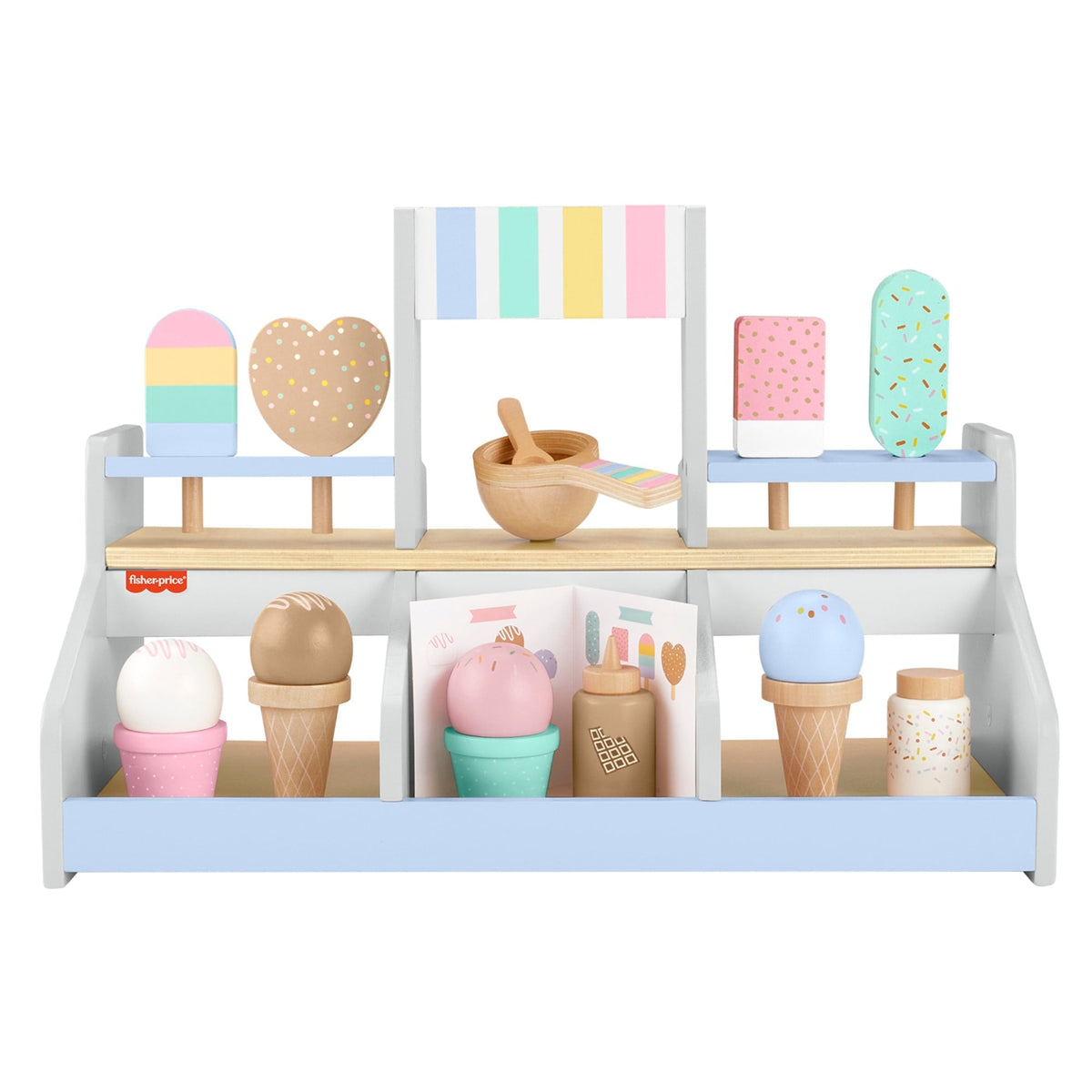 Fisher-Price  Coffret  Bar Laitier en Bois, 18Éléments en Bois