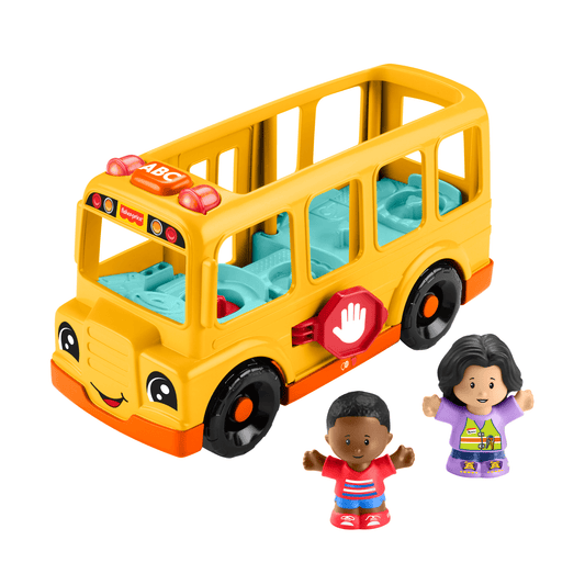 Fisher-Price Little People School Bus Musical Toddler Toy Vehicle With 2 Figures, Multilanguage Version