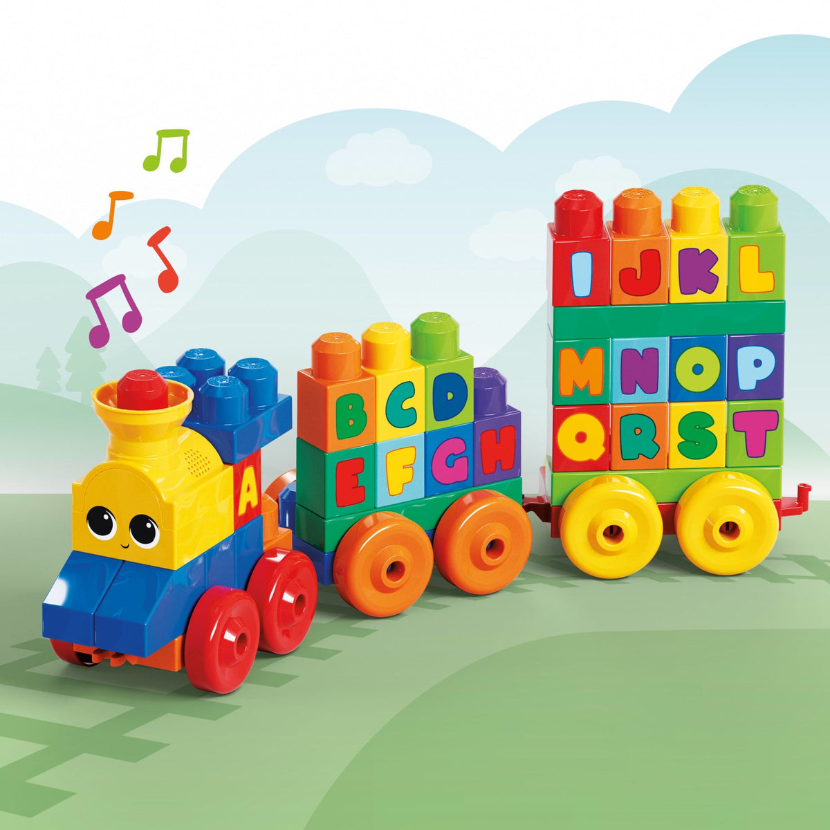 First Builders ABC Musical Train Toy Building Blocks With Music (50 Pieces) For Toddler