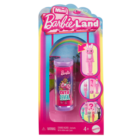 Barbie Mini Barbieland Cutie Reveal Doll & Pet, 1.5-Inch Color Dream Series
