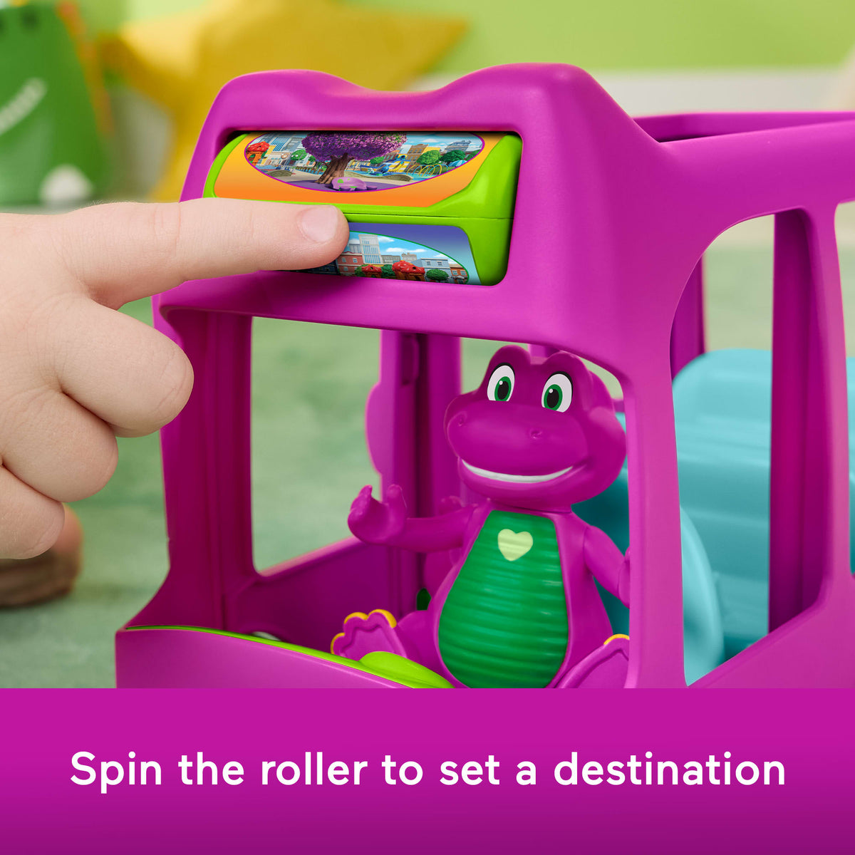 Fisher-Price Barney's World Adventure Bus Push-Along Toy & Barney Figure For Kids, 2 Pieces