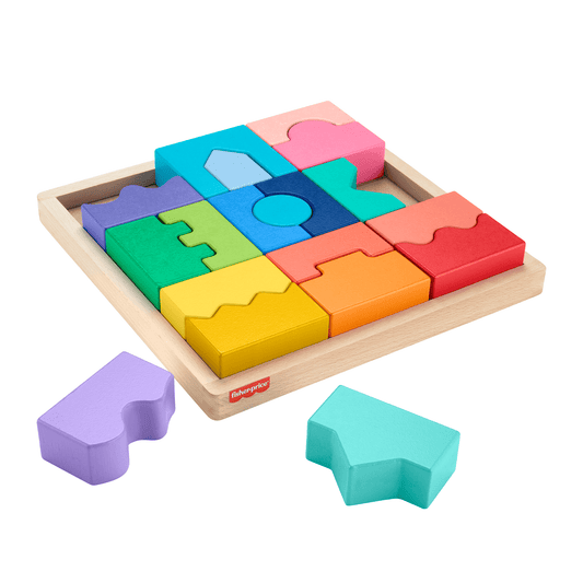 Fisher-Price Wooden interlocking Blocks Puzzle For Toddlers & Kids, 20 Wood Pieces